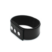 Kiotos Leather - Lederen Collar met Drukknopen en Metalen Beugelsluiting Voorzijde - Zwart