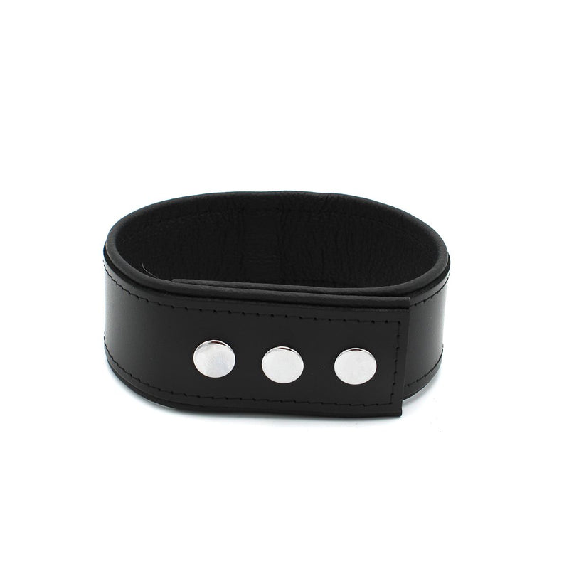 Kiotos Leather - Lederen Collar met Drukknopen en Metalen Beugelsluiting Voorzijde - Zwart