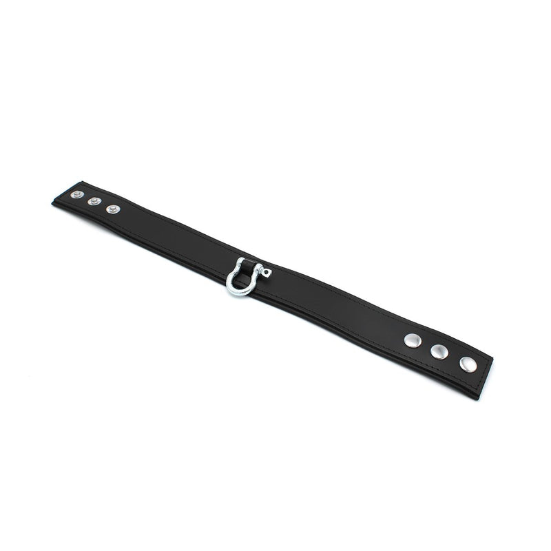Kiotos Leather - Lederen Collar met Drukknopen en Metalen Beugelsluiting Voorzijde - Zwart