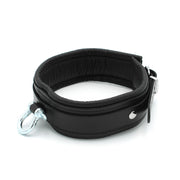 Kiotos Leather - Lederen Collar met Metalen Beugelsluiting Voorzijde - Zwart