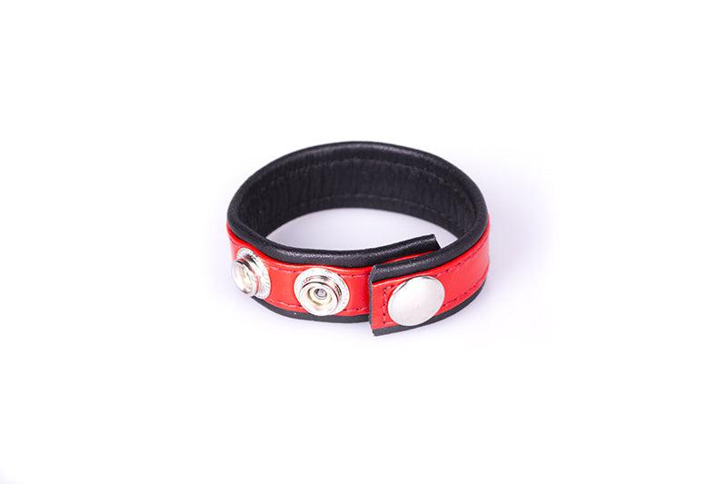 Kiotos Leather - Leren Cock strap - Zwart/Rood