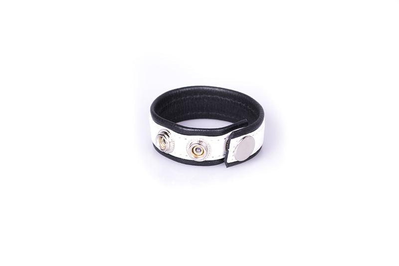 Kiotos Leather - Leren Cock strap - Zwart/Wit