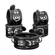 Kiotos Leather - Leren Collar 6.5 cm Gevoerd - Zwart