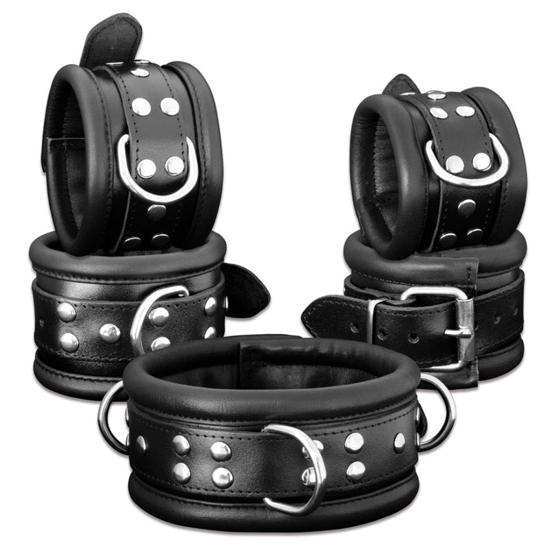 Kiotos Leather - Leren Enkelboeien 6.5 cm Breed Gevoerd - Zwart