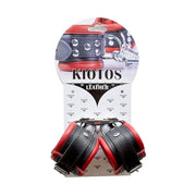 Kiotos Leather - Leren handboeien 5 cm Breed Gevoerd - Zwart/Rood