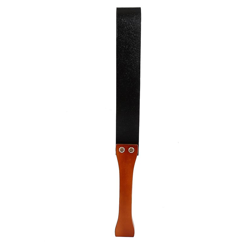 Kiotos - Paddle van PU leer met houten handvat - Bruine Plak - Lengte 30 cm