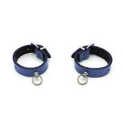 Kiotos Leather - Polsboeien Leder met Kleine O-ring - Blauw
