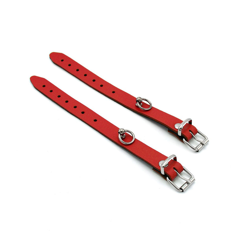 Kiotos Leather - Polsboeien Leder met Kleine O-ring - Rood