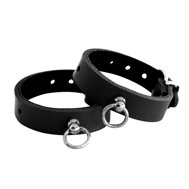 Kiotos Leather - Polsboeien Leder met Kleine O-ring - Zwart