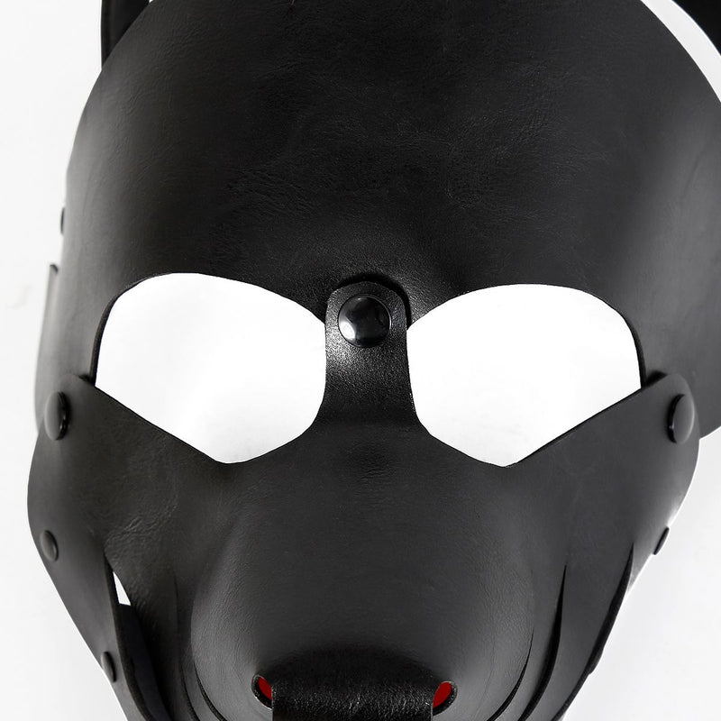 Kiotos Leather - Puppy Masker - Dog Hood - Kunstleer - Zwart