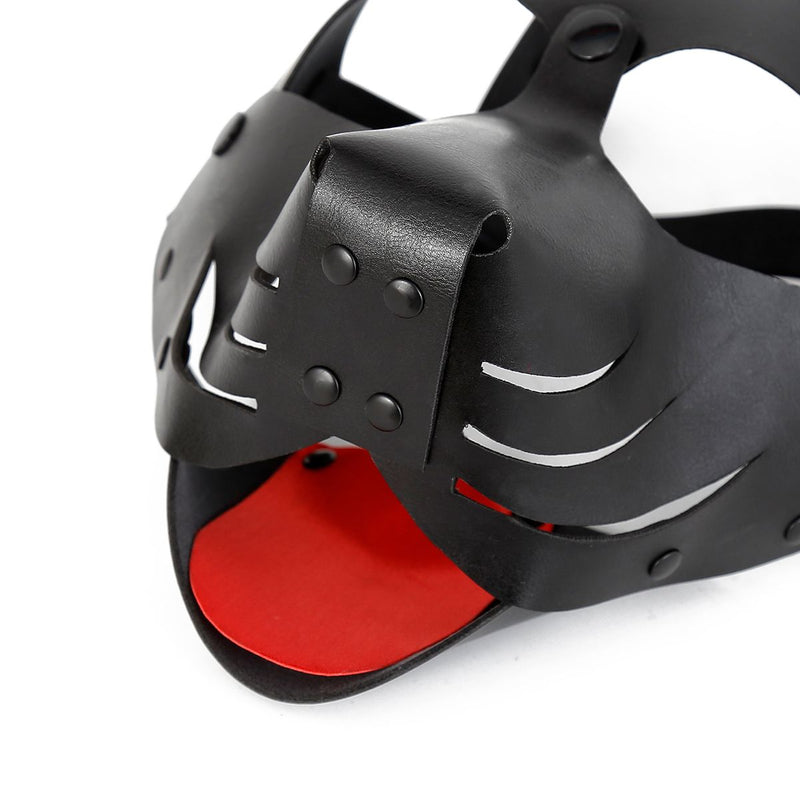 Kiotos Leather - Puppy Masker - Dog Hood - Kunstleer - Zwart