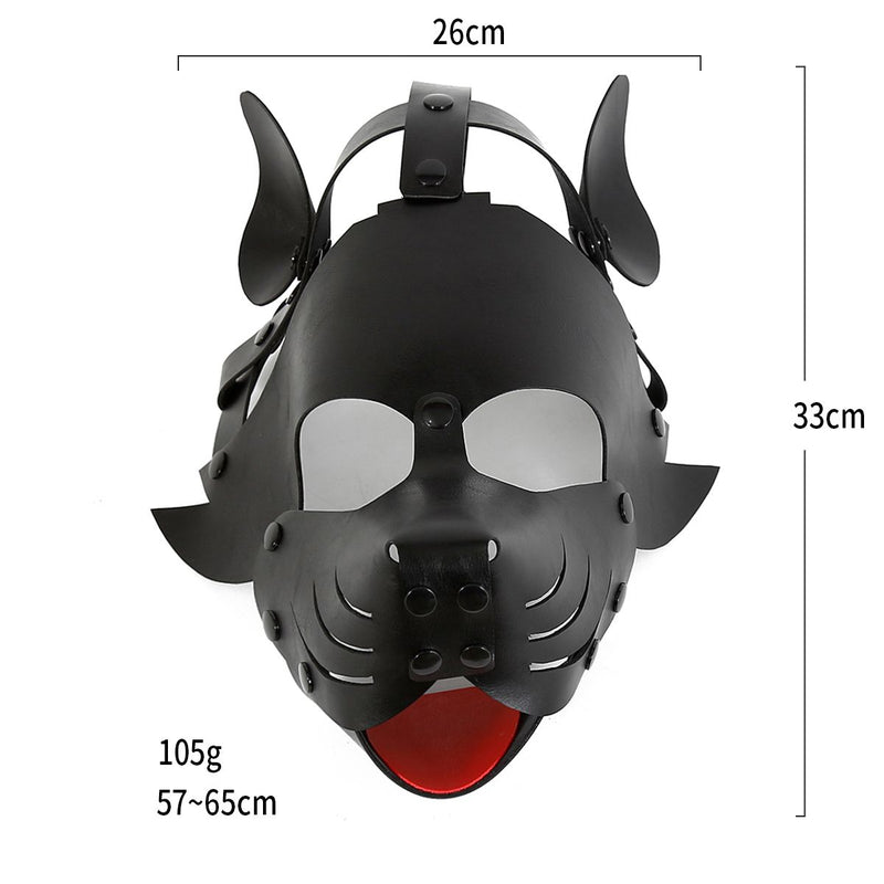 Kiotos Leather - Puppy Masker - Dog Hood - Kunstleer - Zwart