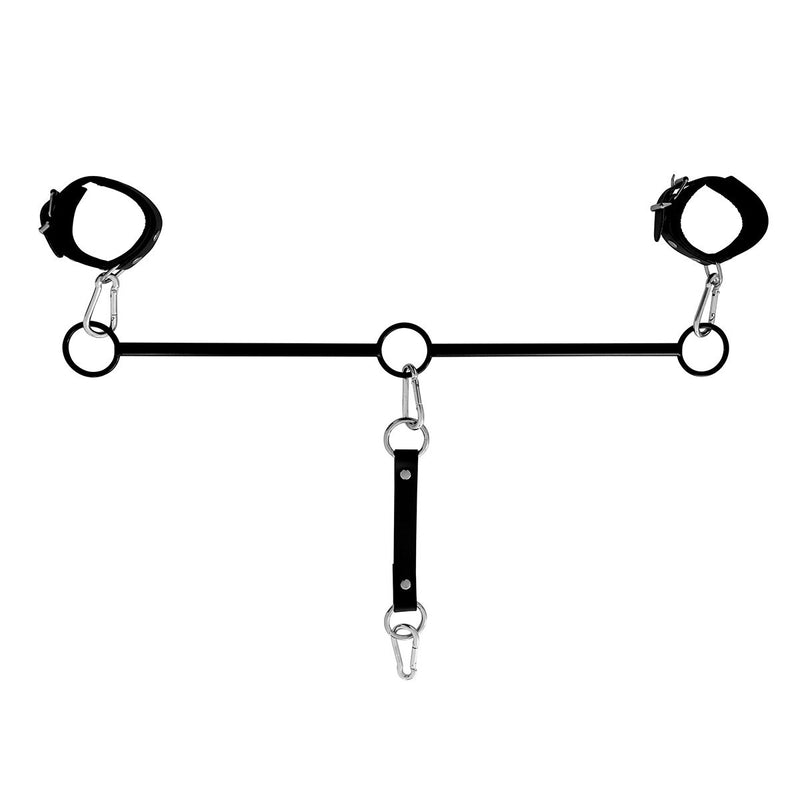 Kiotos Leather - Spreidstang - Bondage Stang - Met Drie RIng-Openingen - Met Handboeien & Enkelboeien