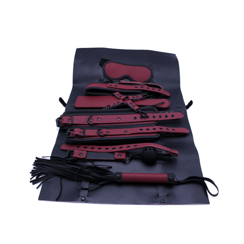 Kiotos - Luxe Bondageset Met Opbergtas - Bordeauxrood/Zwart
