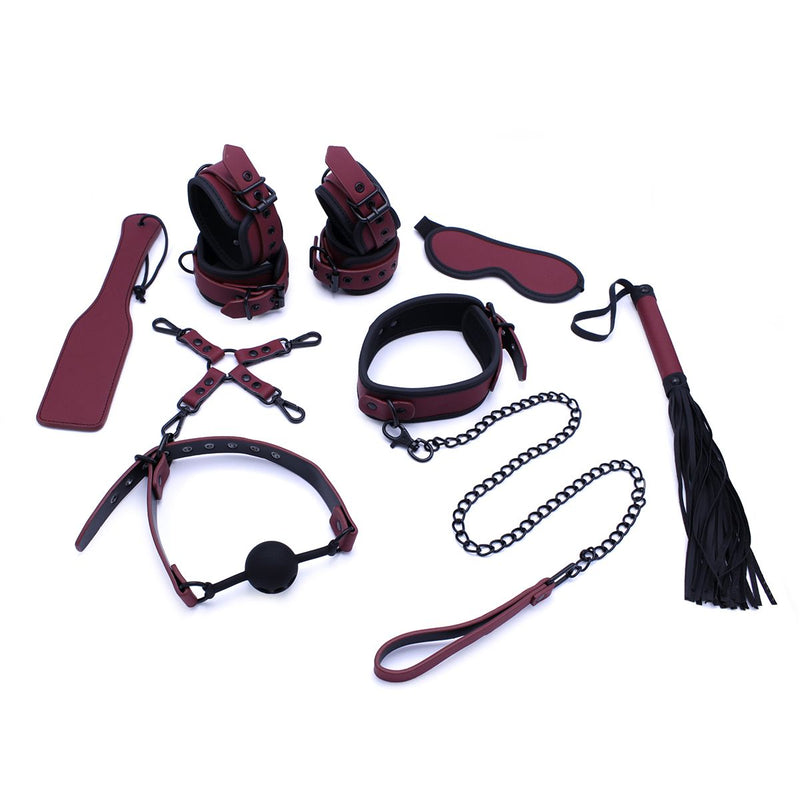 Kiotos - Luxe Bondageset Met Opbergtas - Bordeauxrood/Zwart