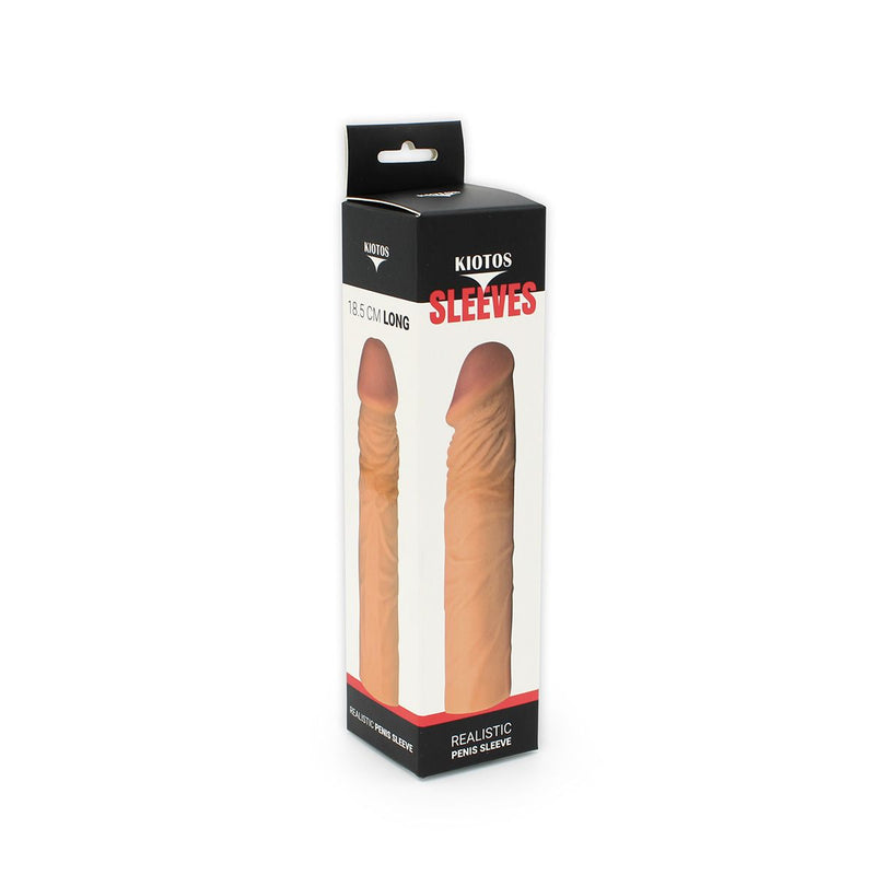 Kiotos - Penis Sleeve van 18.5 cm - Realistische sensatie - TPE - Lichte Huidskleur