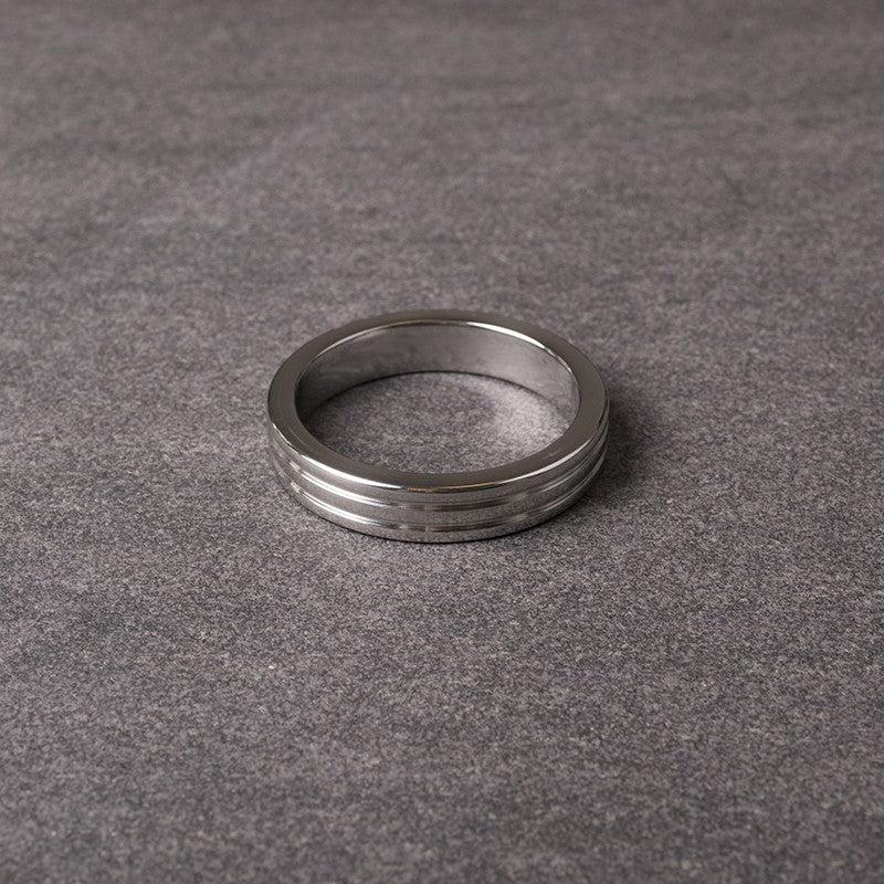 Kiotos - Cockring Met Groeven RVS - 10 mm breed
