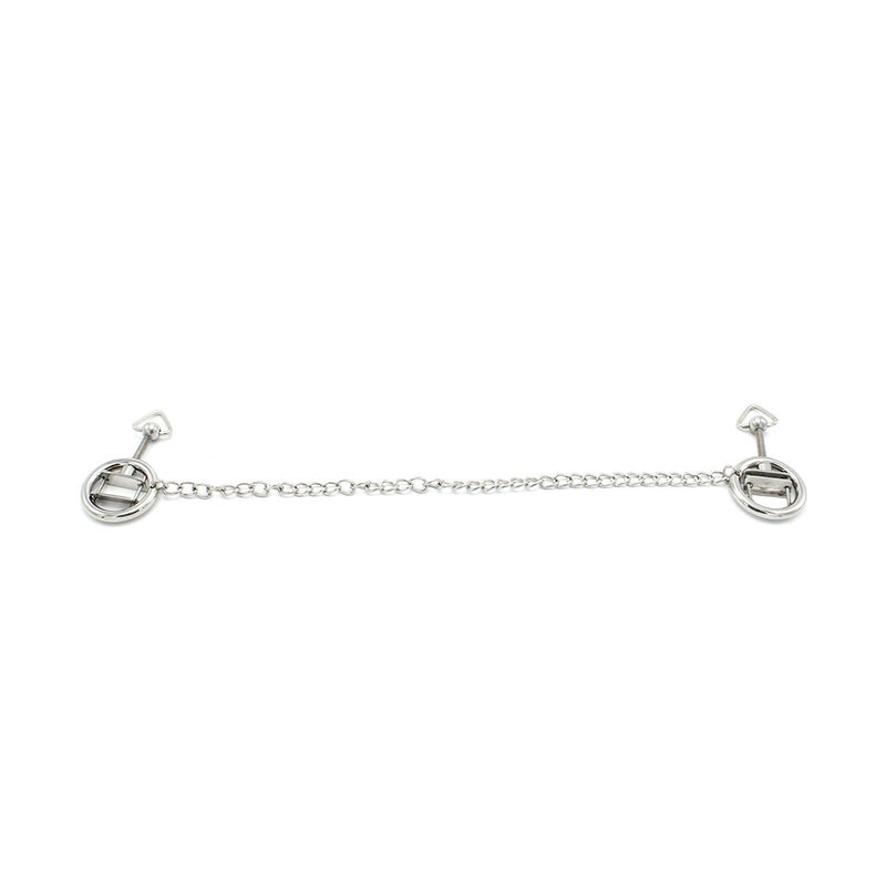 Kiotos - Stalen Tepelklem Ringen Met Ketting - RVS - Lengte Ketting 38 cm