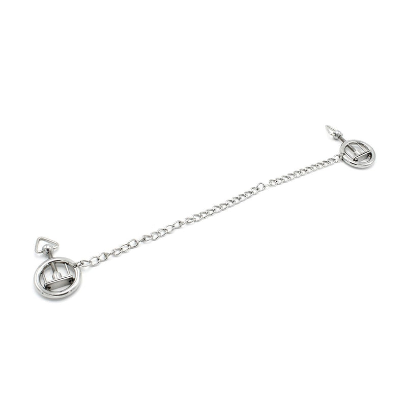 Kiotos - Stalen Tepelklem Ringen Met Ketting - RVS - Lengte Ketting 38 cm