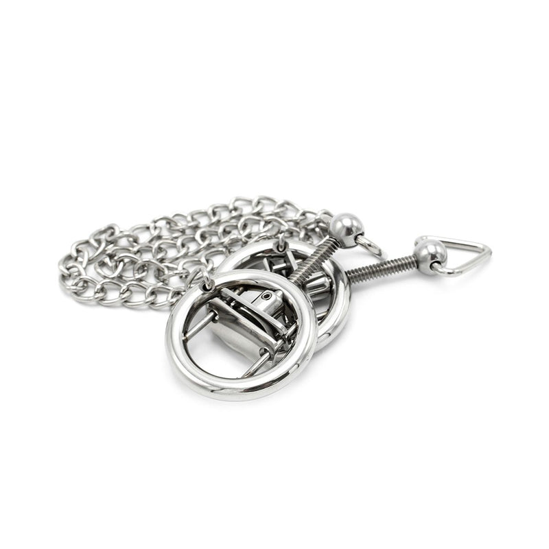 Kiotos - Stalen Tepelklem Ringen Met Ketting - RVS - Lengte Ketting 38 cm