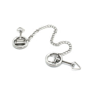 Kiotos - Stalen Tepelklem Ringen Met Ketting - RVS - Lengte Ketting 38 cm