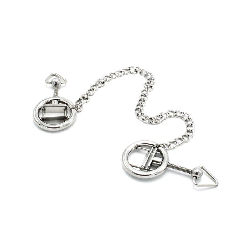 Kiotos - Stalen Tepelklem Ringen Met Ketting - RVS - Lengte Ketting 38 cm