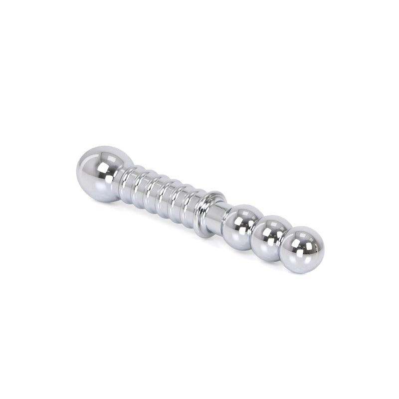 Kiotos - Zware Metalen Dildo Met Ribbels 19 x 3,5 cm - aan beide Kanten te gebruiken