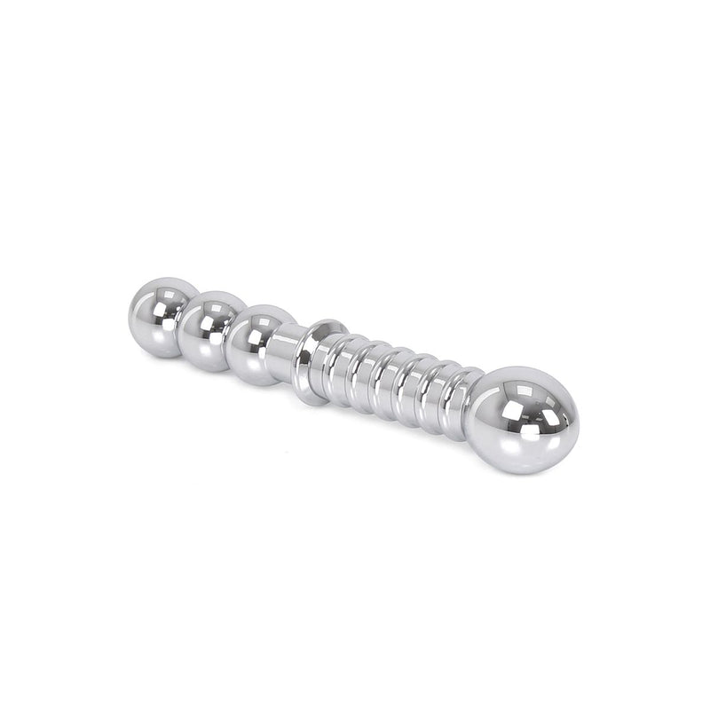 Kiotos - Zware Metalen Dildo Met Ribbels 19 x 3,5 cm - aan beide Kanten te gebruiken