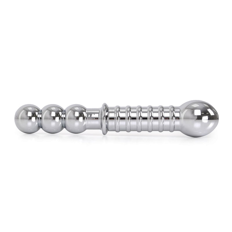 Kiotos - Zware Metalen Dildo Met Ribbels 19 x 3,5 cm - aan beide Kanten te gebruiken