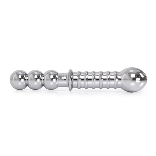 Kiotos - Zware Metalen Dildo Met Ribbels 19 x 3,5 cm - aan beide Kanten te gebruiken