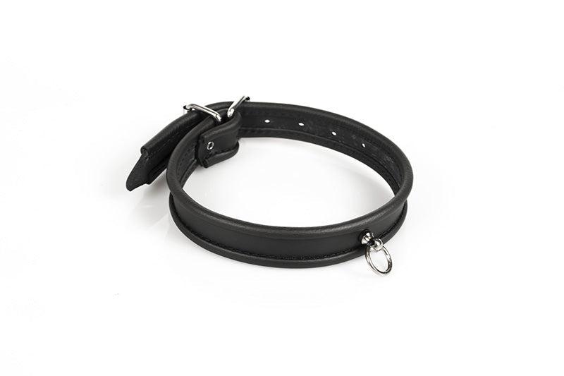Kiotos - Klassieke Lederen Vrouwen Collar Met Gesp En O-Ring – Zwart
