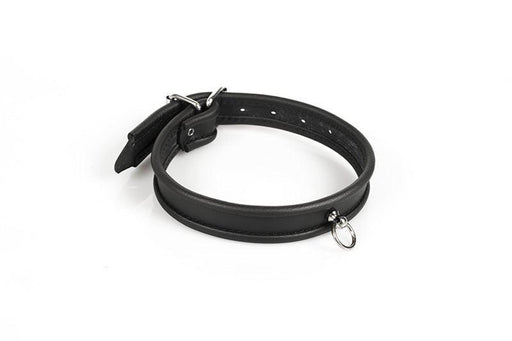 Kiotos - Klassieke Lederen Vrouwen Collar Met Gesp En O-Ring – Zwart
