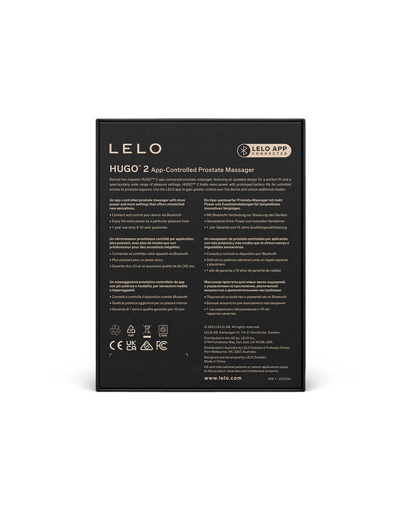 LELO - Hugo 2 - Prostaat Vibrator - Prostaat Massager - Met App Control - Zwart