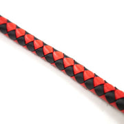 Lange gevlochten single tail - Bull Whip - 190 cm lang - Rood/Zwart