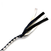 Lange gevlochten single tail - Bull Whip - 190 cm lang - Wit/Zwart