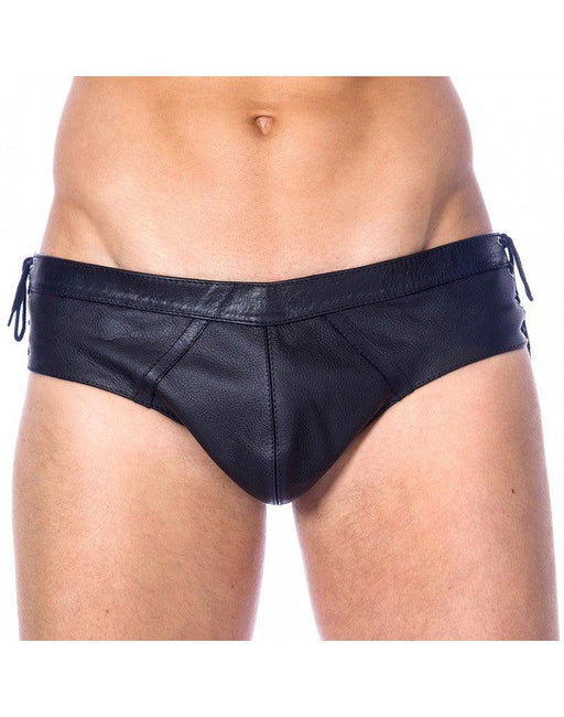 Rimba - Zwarte Lederen Gladiator Slip