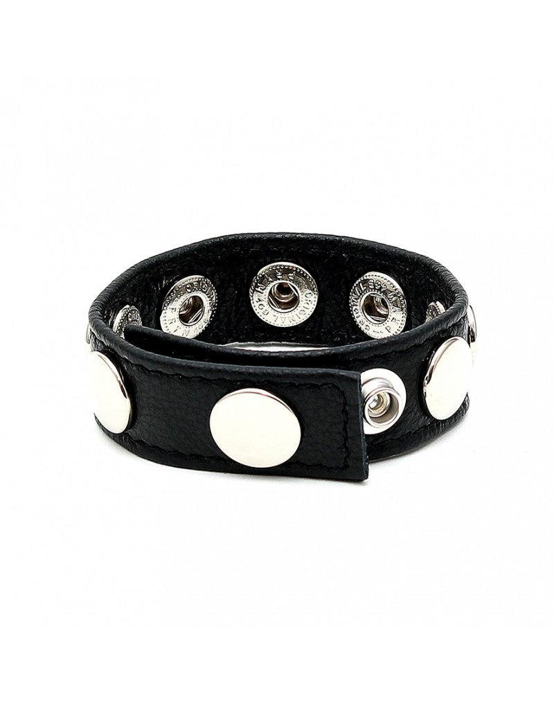 Rimba - Leren Cockring/penis strap Versierd Met Metalen Studs - Verstelbaar