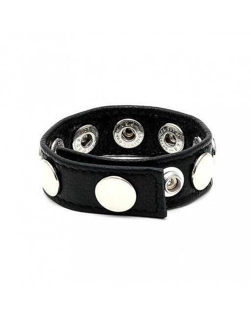 Rimba - Leren Cockring/penis strap Versierd Met Metalen Studs - Verstelbaar