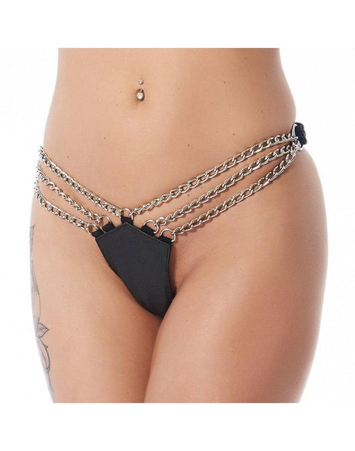 Leren Slip Met Kettingen - Verstelbaar Met Drukknopen