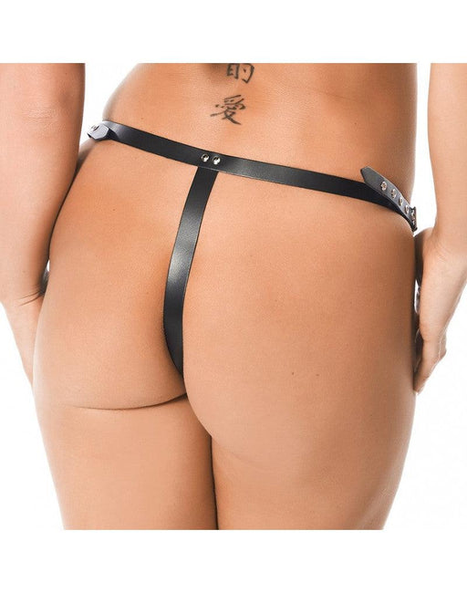 Rimba - Leren String Met Strapon - Afmetingen Dildo 3.5 x 12 cm