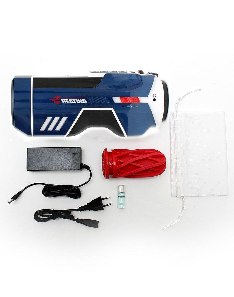 Leten - SM Future Pro Super Masturbator stotend, verwarmend, Met geluid, Met droogFunctie - Wit/Blauw