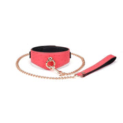 Liebe Seele - Angel's Kiss - Curved Collar Met Leash - Luxe En exclusief ontwerp - Roze/Zwart/Rosé Goud