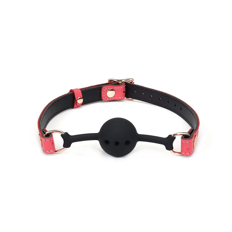 Liebe Seele - Angel's Kiss Leren Ball Gag - Luxe En exclusief ontwerp - Roze/Zwart/Rosé Goud