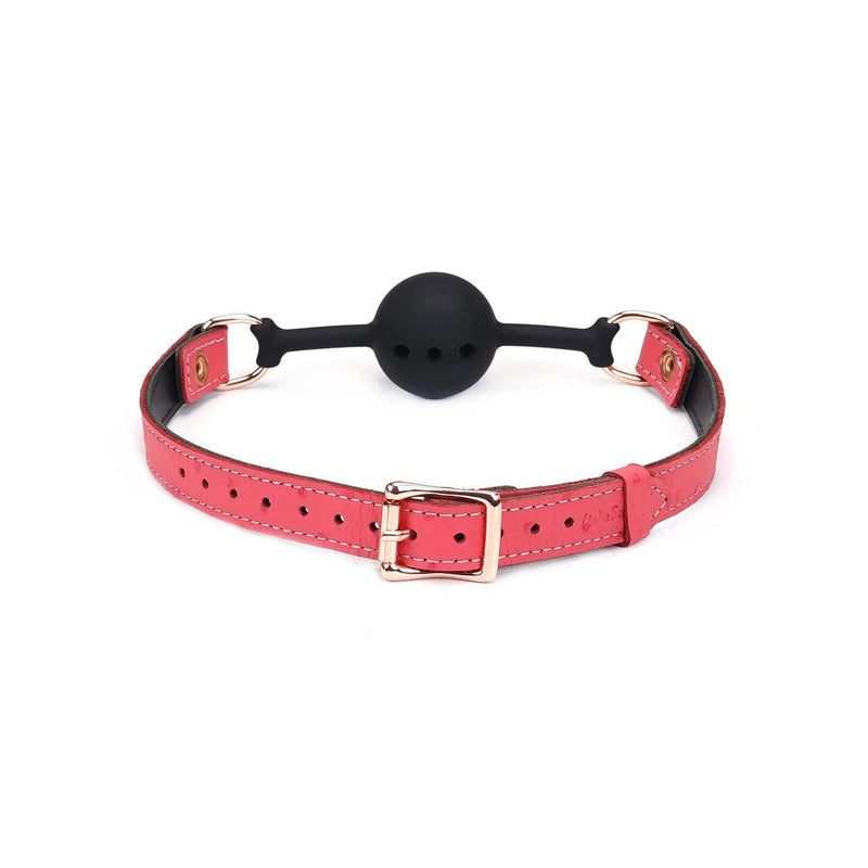 Liebe Seele - Angel's Kiss Leren Ball Gag - Luxe En exclusief ontwerp - Roze/Zwart/Rosé Goud