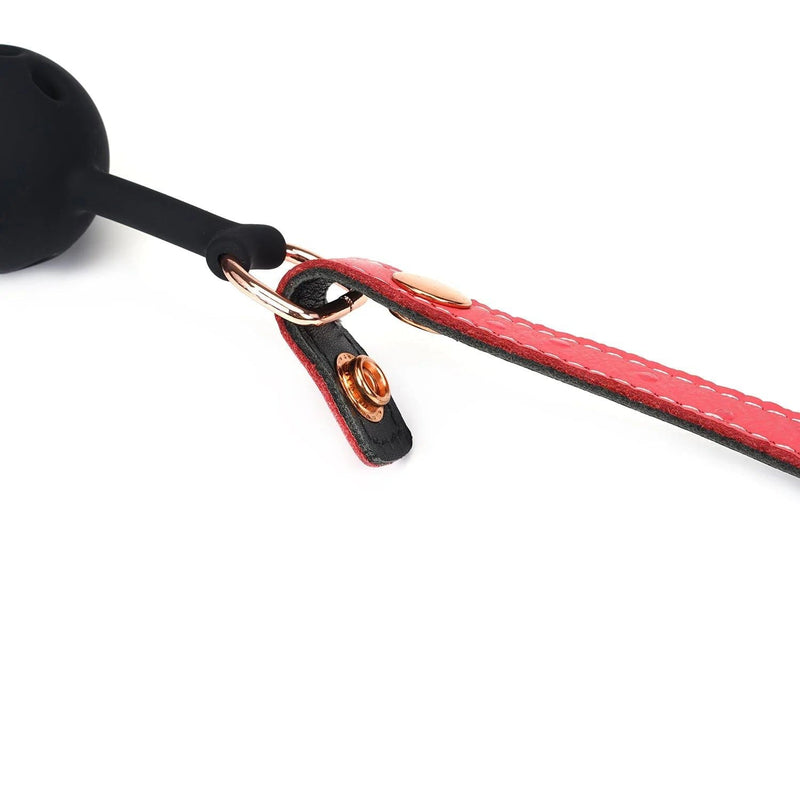 Liebe Seele - Angel's Kiss Leren Ball Gag - Luxe En exclusief ontwerp - Roze/Zwart/Rosé Goud