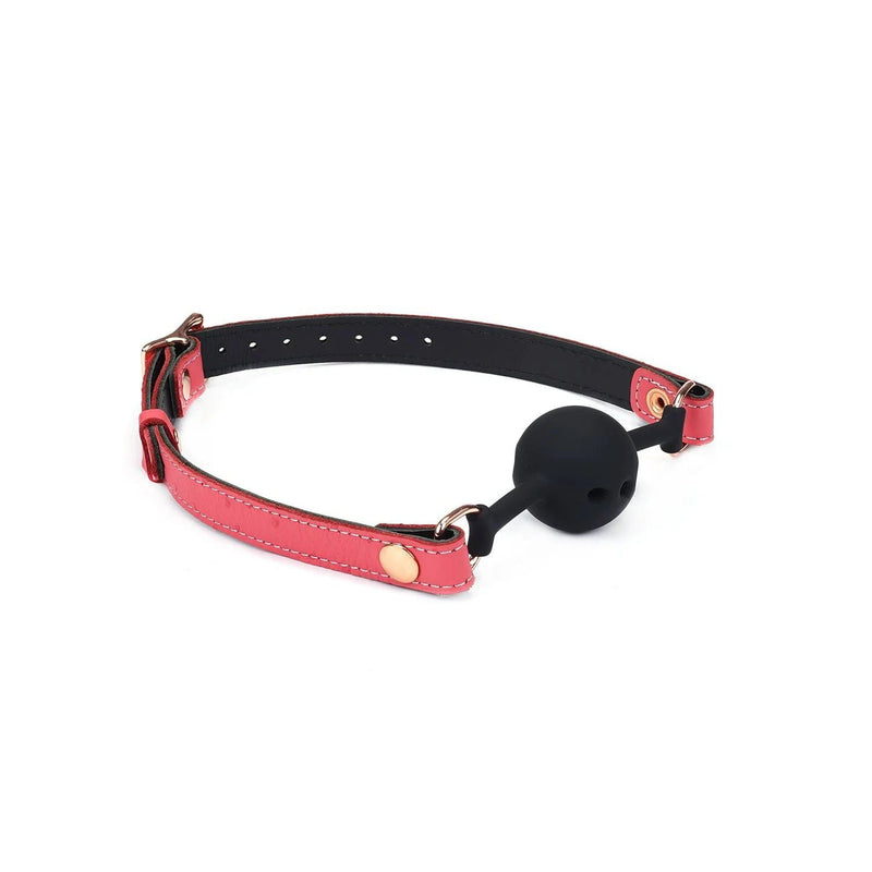 Liebe Seele - Angel's Kiss Leren Ball Gag - Luxe En exclusief ontwerp - Roze/Zwart/Rosé Goud