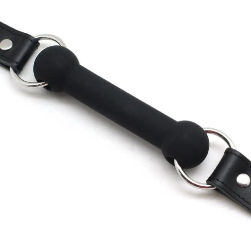 Liebe Seele - Bit Gag met Siliconen Bal en Leren Riemen - Met Gouden Ringen