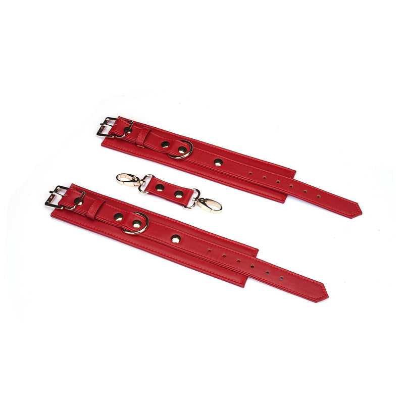 Liebe Seele - Bright Red - PU Lederen Polsboeien - Vegan - Rood/Goud