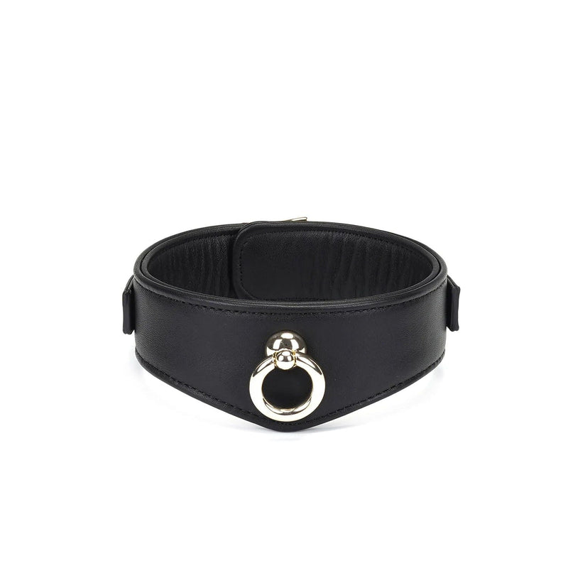 Liebe Seele - Dark Secret - Exclusieve Curved Collar Met Leiband En Gouden Hardware - Zwart/Goud