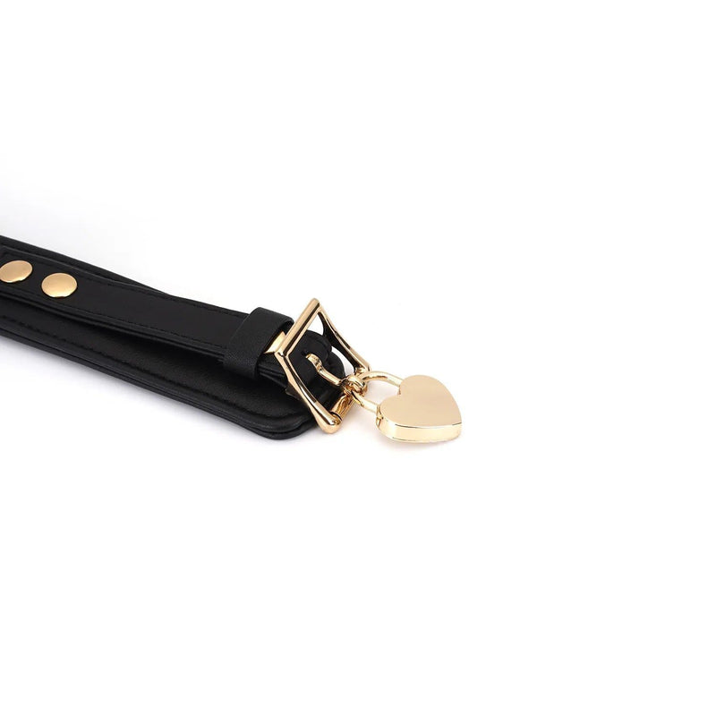 Liebe Seele - Dark Secret - Exclusieve Curved Collar Met Leiband En Gouden Hardware - Zwart/Goud